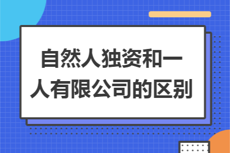 自然人独资和一人有限公司的区别