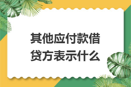 其他应付款借贷方表示什么 其他应付款借贷方表示什么