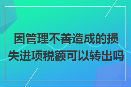 因管理不善造成的损失进项税额可以转出吗
