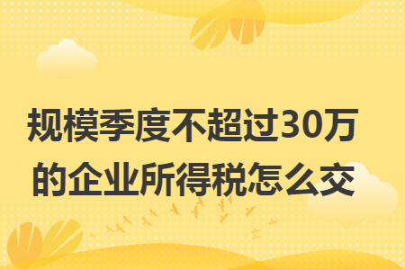 规模季度不超过30万的企业所得税怎么交 规模季度不超过30万的企业所得税怎么交