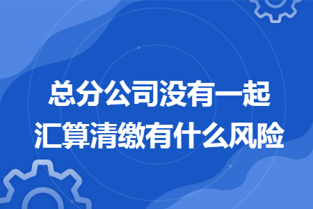 总分公司没有一起汇算清缴有什么风险 总分公司没有一起汇算清缴有什么风险