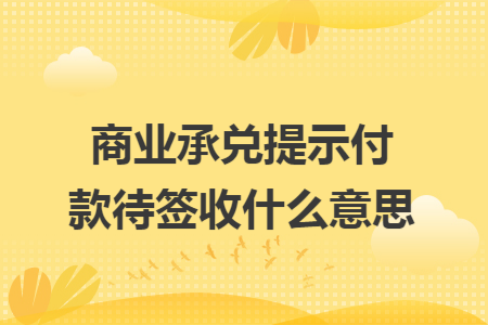 商业承兑提示付款待签收什么意思 商业承兑提示付款待签收什么意思