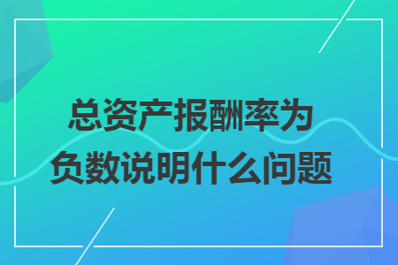 总资产报酬率为负数说明什么问题 总资产报酬率为负数说明什么问题