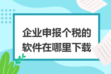 企业申报个税的软件在哪里下载