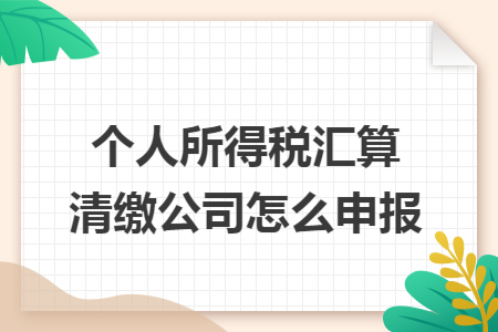 个人所得税汇算清缴公司怎么申报 个人所得税汇算清缴公司怎么申报
