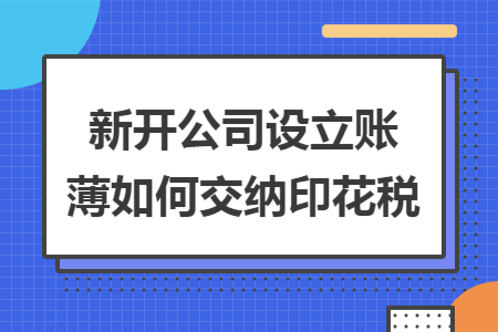新开公司设立账薄如何交纳印花税
