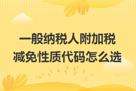 一般纳税人附加税减免性质代码怎么选 一般纳税人附加税减免性质代码怎么选