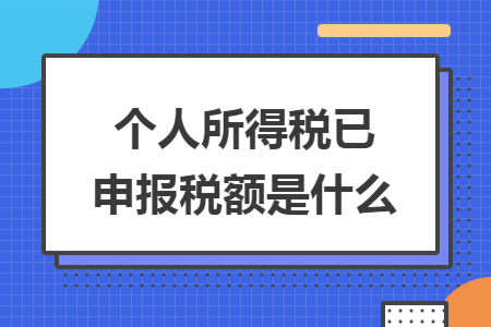 个人所得税已申报税额是什么 个人所得税已申报税额是什么