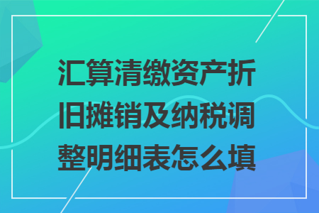 汇算清缴资产折旧摊销及纳税调整明细表怎么填