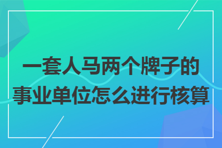 一套人马两个牌子的事业单位怎么进行核算 一套人马两个牌子的事业单位怎么进行核算
