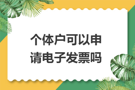 个体户可以申请电子发票吗