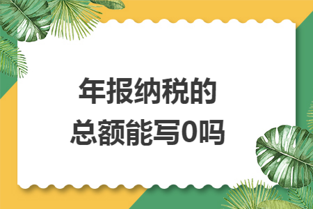 年报纳税的总额能写0吗