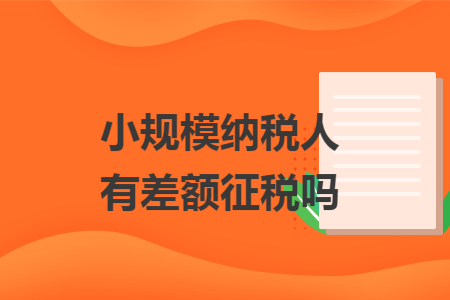 小规模纳税人有差额征税吗
