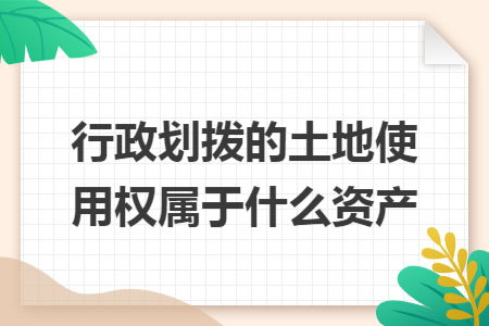 行政划拨的土地使用权属于什么资产