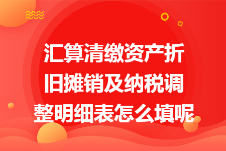 汇算清缴资产折旧摊销及纳税调整明细表怎么填呢