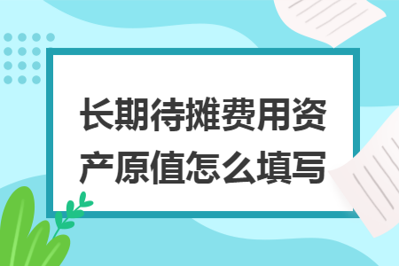 长期待摊费用资产原值怎么填写
