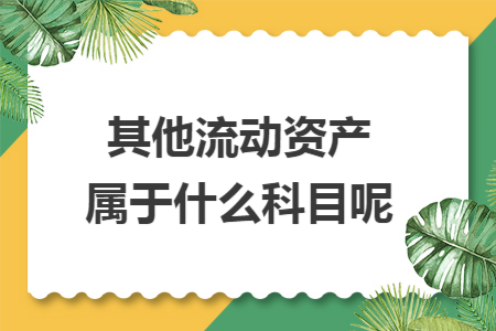 其他流动资产属于什么科目呢