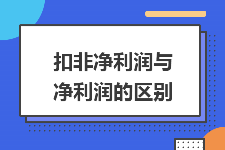 扣非净利润与净利润的区别