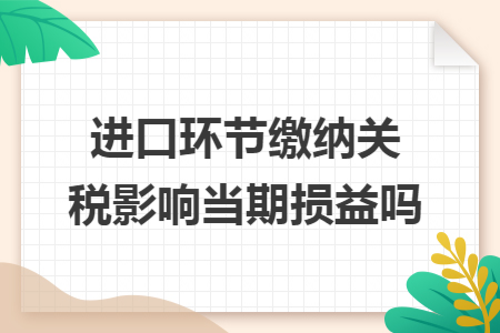 进口环节缴纳关税影响当期损益吗