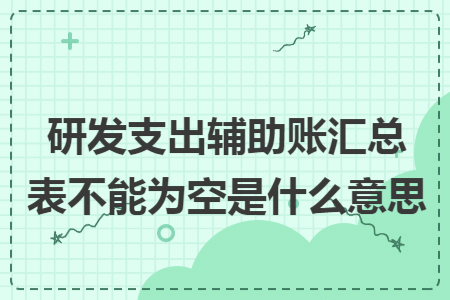 研发支出辅助账汇总表不能为空是什么意思