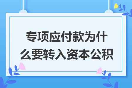 专项应付款为什么要转入资本公积