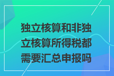 独立核算和非独立核算所得税都需要汇总申报吗