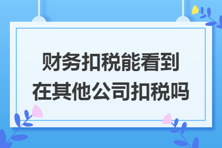 财务扣税能看到在其他公司扣税吗