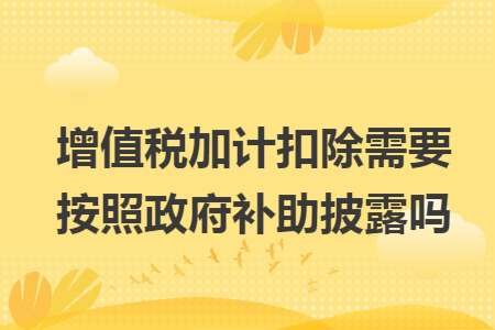 增值税加计扣除需要按照政府补助披露吗