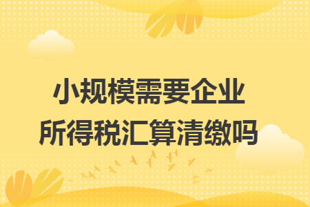 小规模需要企业所得税汇算清缴吗