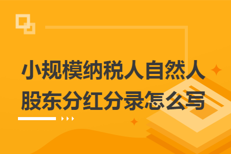 小规模纳税人自然人股东分红分录怎么写