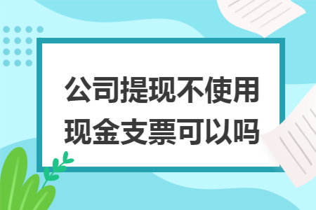 公司提现不使用现金支票可以吗