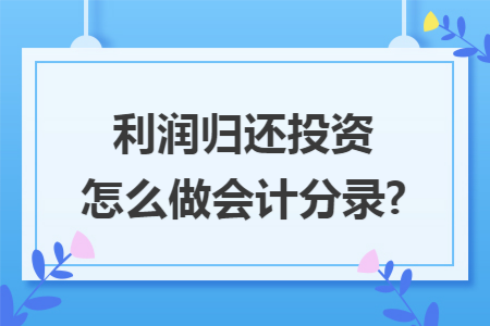利润归还投资怎么做会计分录?