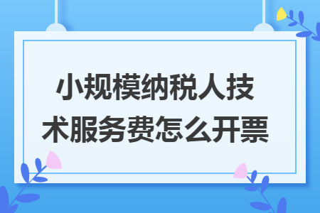 小规模纳税人技术服务费怎么开票