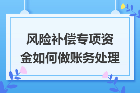 风险补偿专项资金如何做账务处理