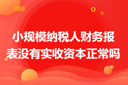 小规模纳税人财务报表没有实收资本正常吗