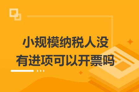 小规模纳税人没有进项可以开票吗