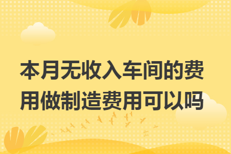 本月无收入车间的费用做制造费用可以吗