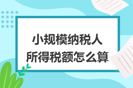 小规模纳税人所得税额怎么算
