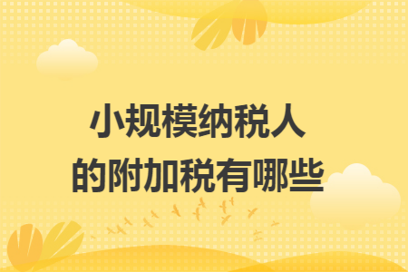 小规模纳税人的附加税有哪些
