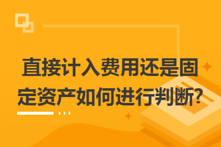 直接计入费用还是固定资产如何进行判断?