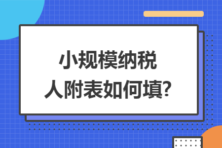 小规模纳税人附表如何填?