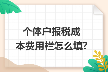 个体户报税成本费用栏怎么填?