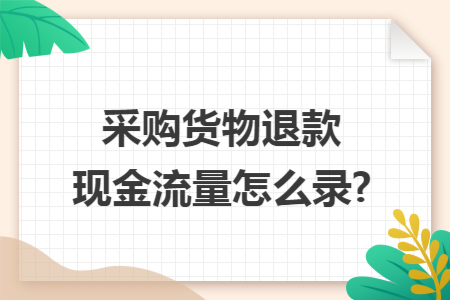采购货物退款现金流量怎么录?