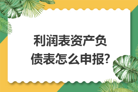 利润表资产负债表怎么申报?