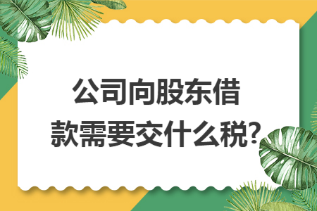 公司向股东借款需要交什么税?