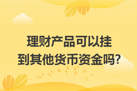 理财产品可以挂到其他货币资金吗?