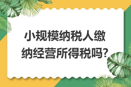 小规模纳税人缴纳经营所得税吗?