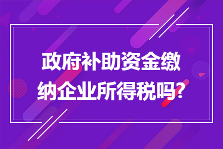 政府补助资金缴纳企业所得税吗?