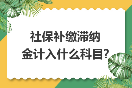 社保补缴滞纳金计入什么科目? 社保补缴滞纳金计入什么科目?