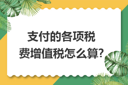 支付的各项税费增值税怎么算?